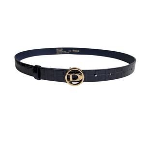 DUNE London Navy Blue Belt‎ Sz Small Croc Print Women's Gold Logo